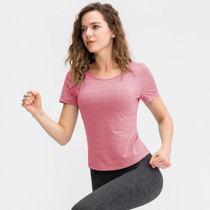 Summer Casual T-shirts Quick Dry Outdoor Running Athletic T shirts Tops Breathable Yoga Tops Women Gym Tops