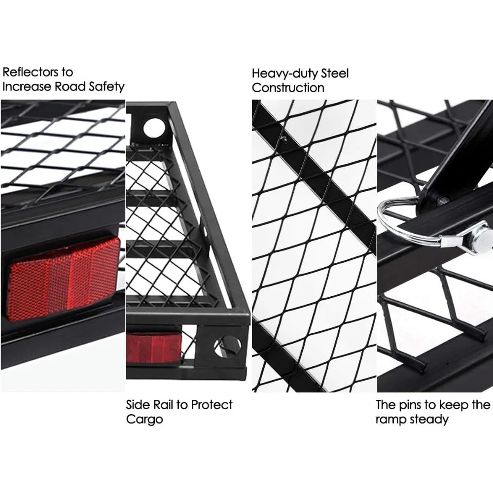 IRONMAX Hitch Cargo Carrier with Ramp, Heavy Duty Folding Mobility Scooter Wheelchair Hitch-Mounted Carrier for Car, Truck, SUV,