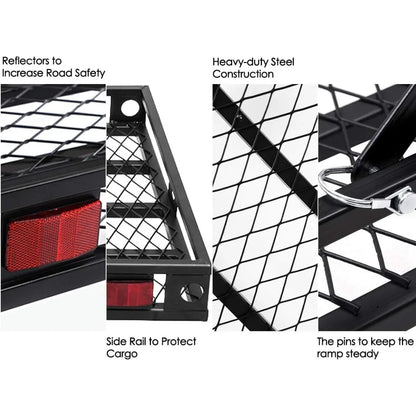IRONMAX Hitch Cargo Carrier with Ramp, Heavy Duty Folding Mobility Scooter Wheelchair Hitch-Mounted Carrier for Car, Truck, SUV,