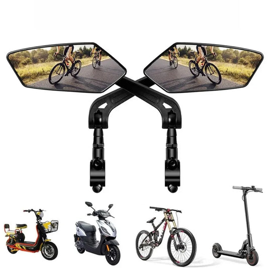 2pcs HD Wide Angle Bike Rearview Mirrors - 360° Adjustable, Fit for Electric Scooters, Ebikes, Motorcycles & Mountain Bikes
