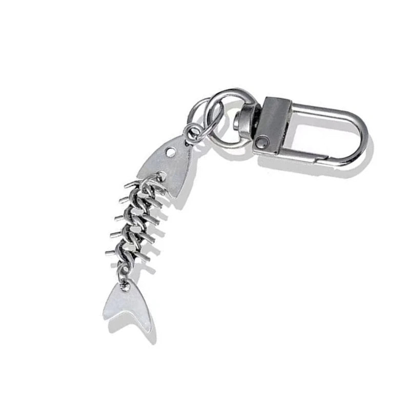Fashion Fishing Expert Keychain Fish Bone and Hook Key Chain Jewelry Silver Color Fisherman I Love Fishing Fish Pendant Key New