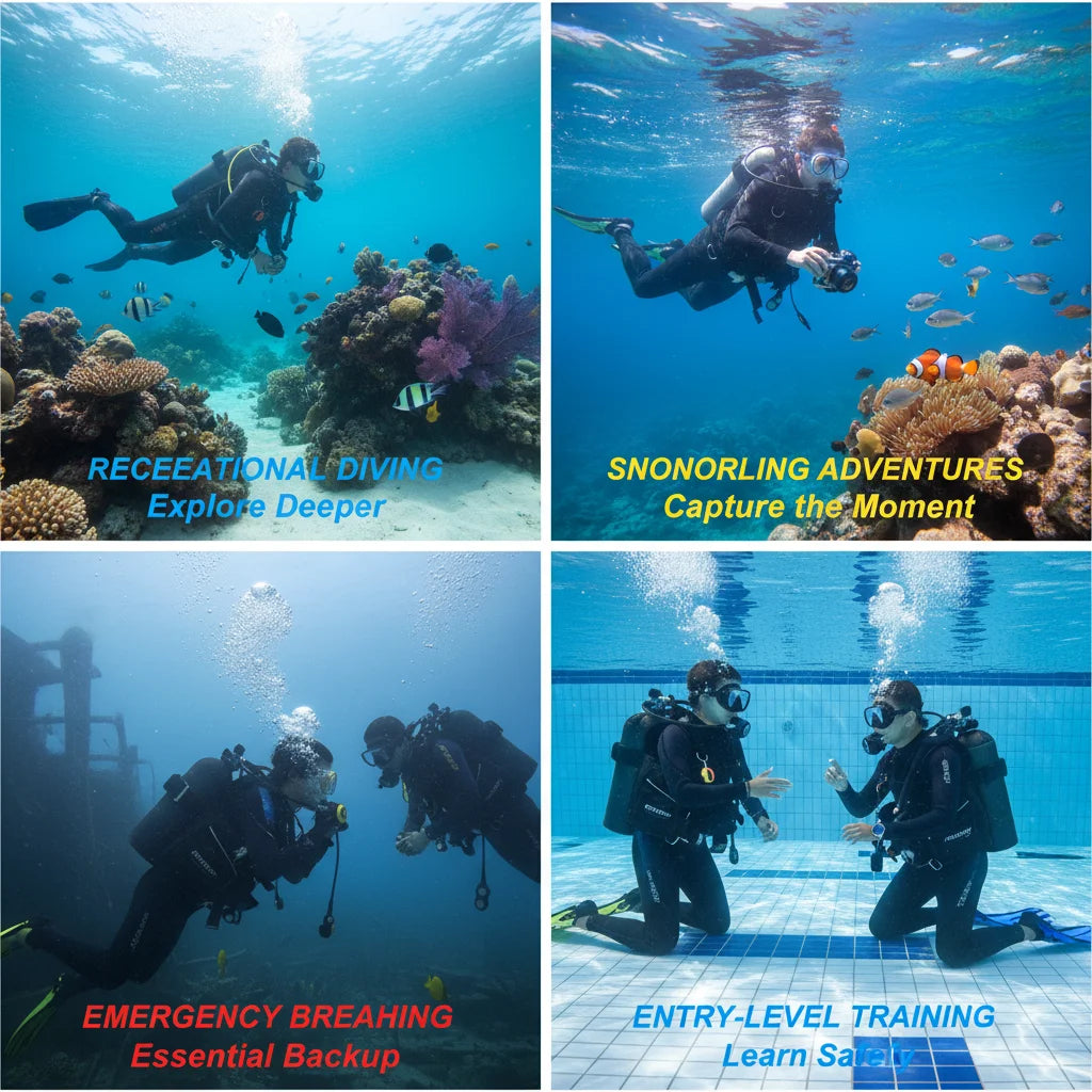 3L Scuba Tank Kit, Aluminum Diving Respirator with Mask & Backpack, 3000PSI for Snorkeling, Yoke 8mm Adapter