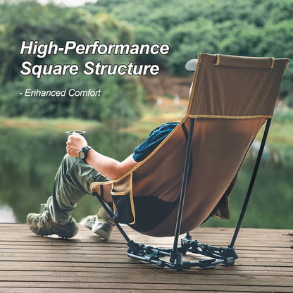 OneTigris Camping Folding Chairs Outdoor High Back Tourist Chair For Fishing Trekking BBQ Parties Gardening Beach Indoor Use