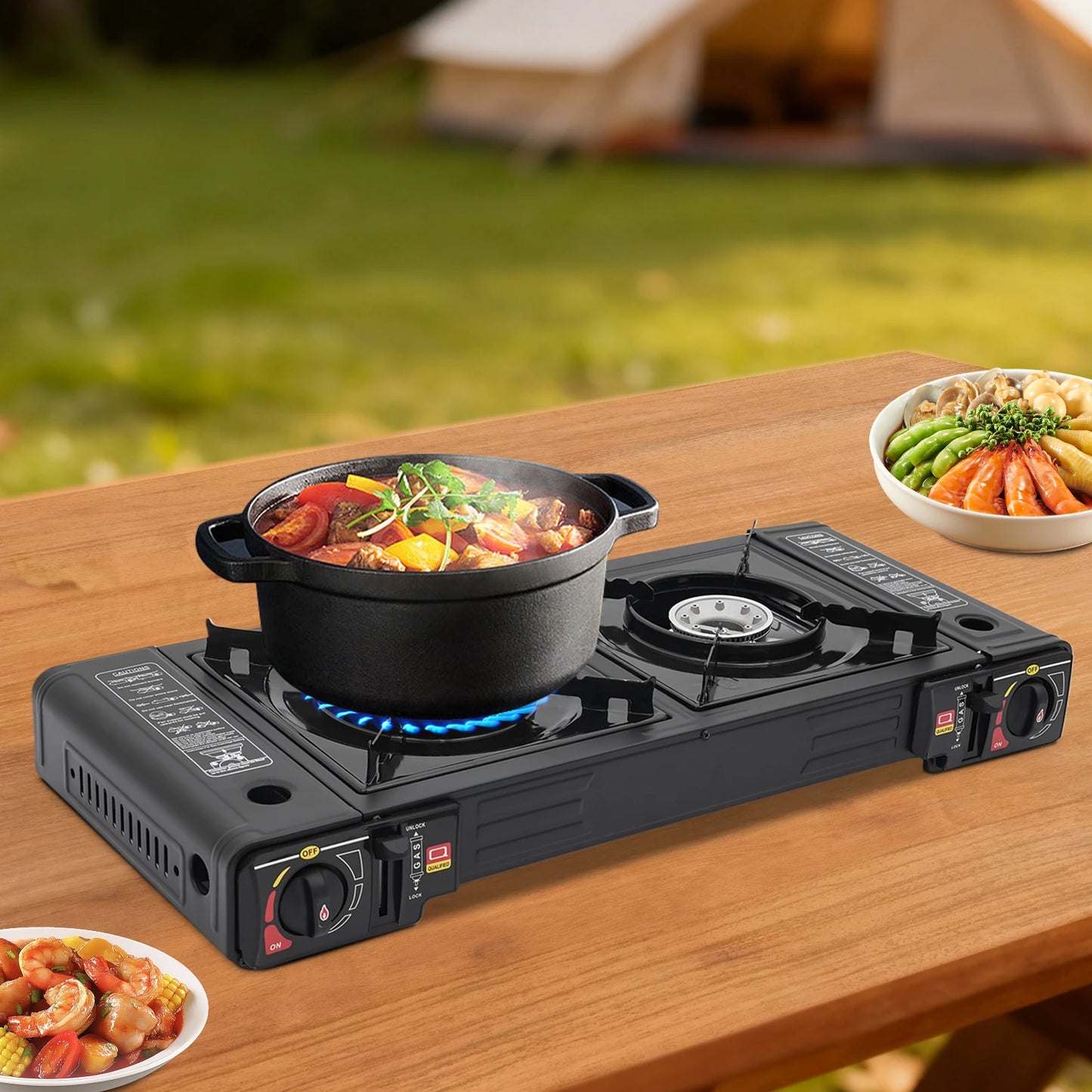 2 Burners Portable Camping Stove Butane