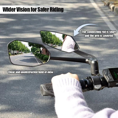 EasyDo Bike Mirror Electric Bike Handlebar Rearview Mirror with 360 Rotatable bike Extended Mirror Arm for Road Mountain Cycling