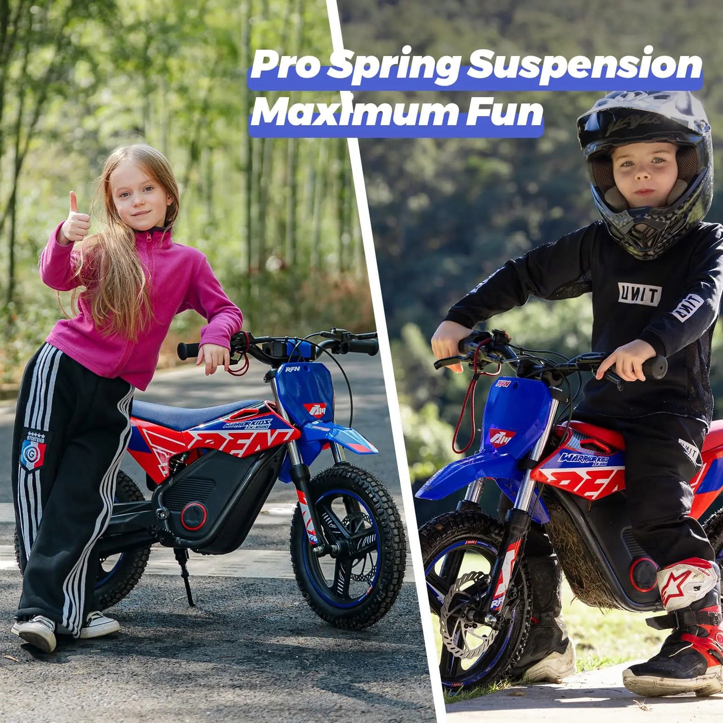 RFN Warrior Kids E250 36V Electric Dirt Bike,with 400W Dirt Bike, 11.2-Mile Long-Range Off-Road Bike with 3 Speeds For Ages 3-6
