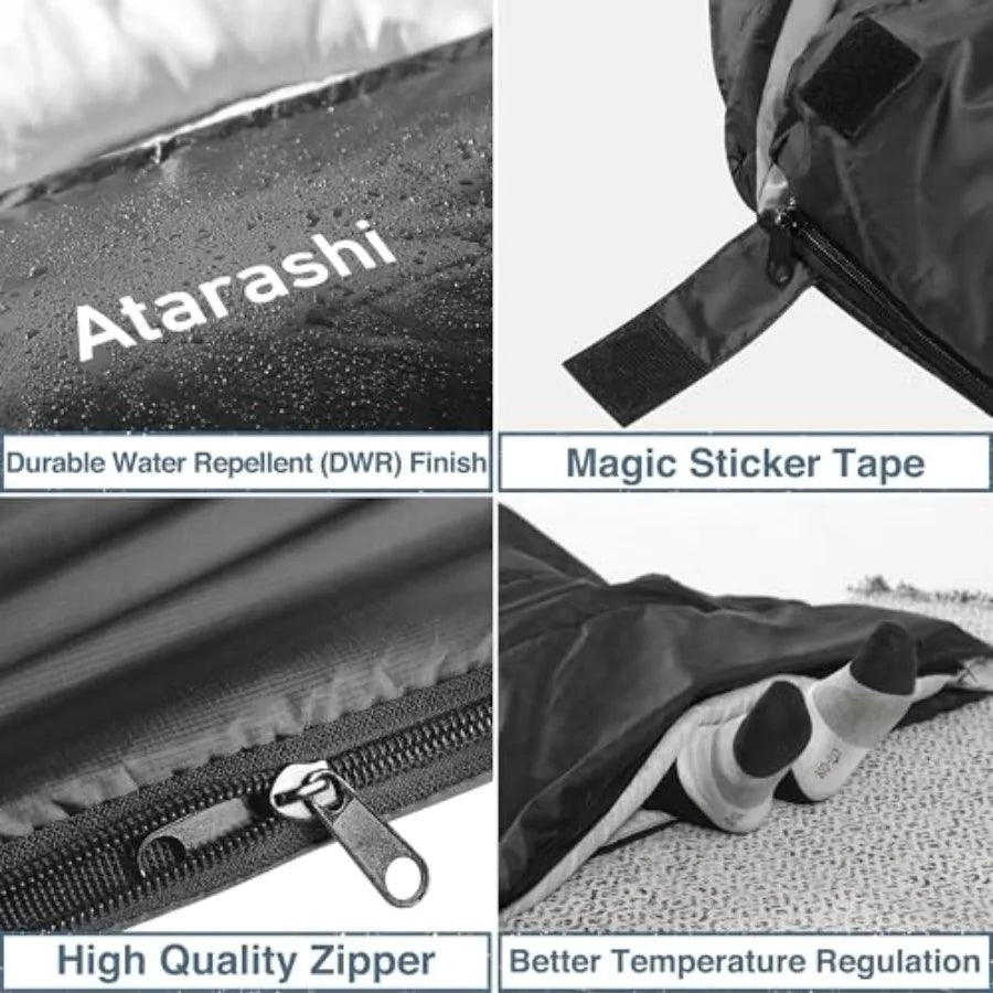 4 Seasons Camping Sleeping Bag for Adults Light Warm Extra-Large with Compression Sack Ideal for Hiking Backpacking Outdoor Adv
