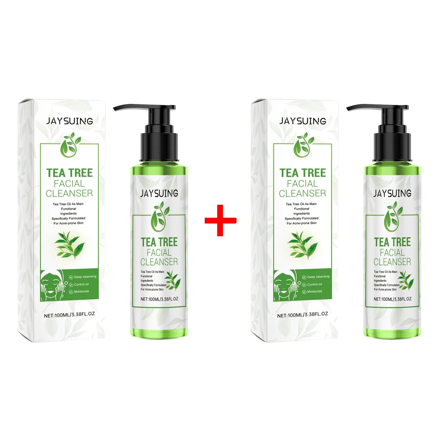 Tea Tree Facial Cleanser Acne Treatment Blackhead Removal Shrink Pore Exfoliating Cleaning Moisturize Oil Control Face Wash Gel