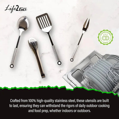 12 Pcs Camp Cooking Utensil Set & Outdoor Kitchen Gear Cookware Kit, Portable Compact Carry Case or Camping, Hiking, Travel, BBQ
