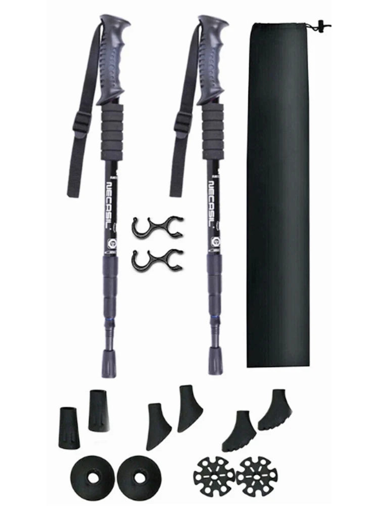 Walking Sticks Classic Delicate Trekking Pole 4 Sections Telescopic Cane Stick Crutch Outdoor Hiking Walking Camping Alpenstocks