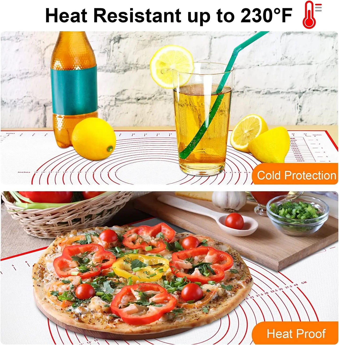 BUYYES 1PCS Silicone Baking Mat Kneading Pad Dough Mat Pizza Cake Dough Maker Kitchen Cooking Grill Non-Stick Gadgets Bakeware