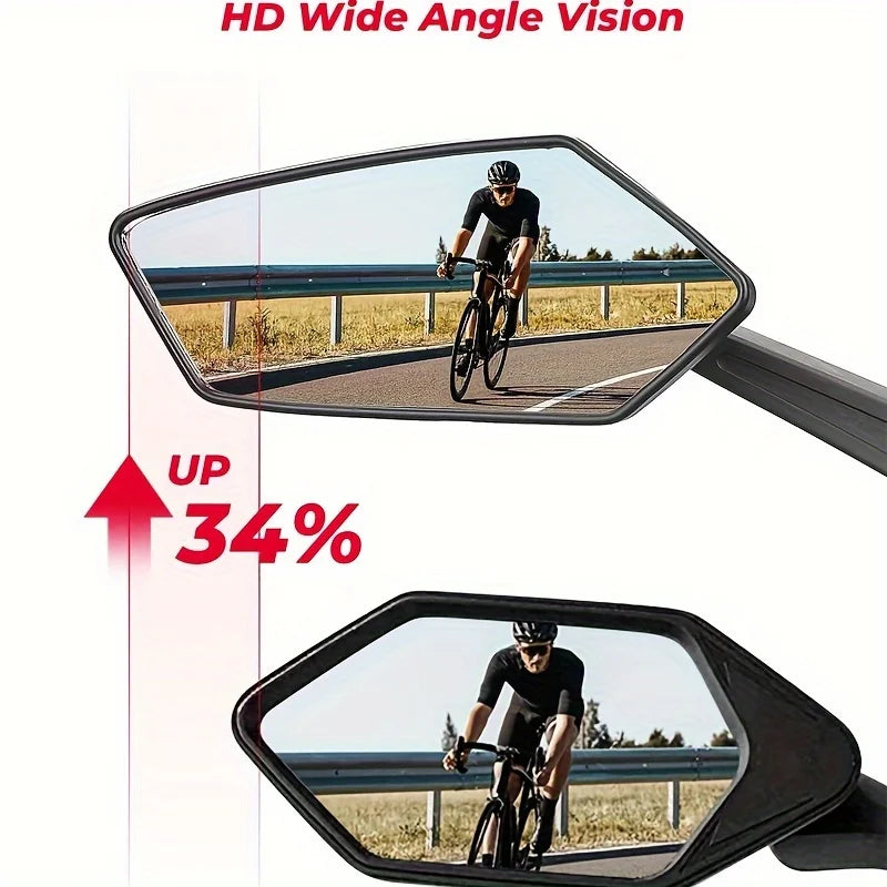 2pcs HD Wide Angle Bike Rearview Mirrors - 360° Adjustable, Fit for Electric Scooters, Ebikes, Motorcycles & Mountain Bikes