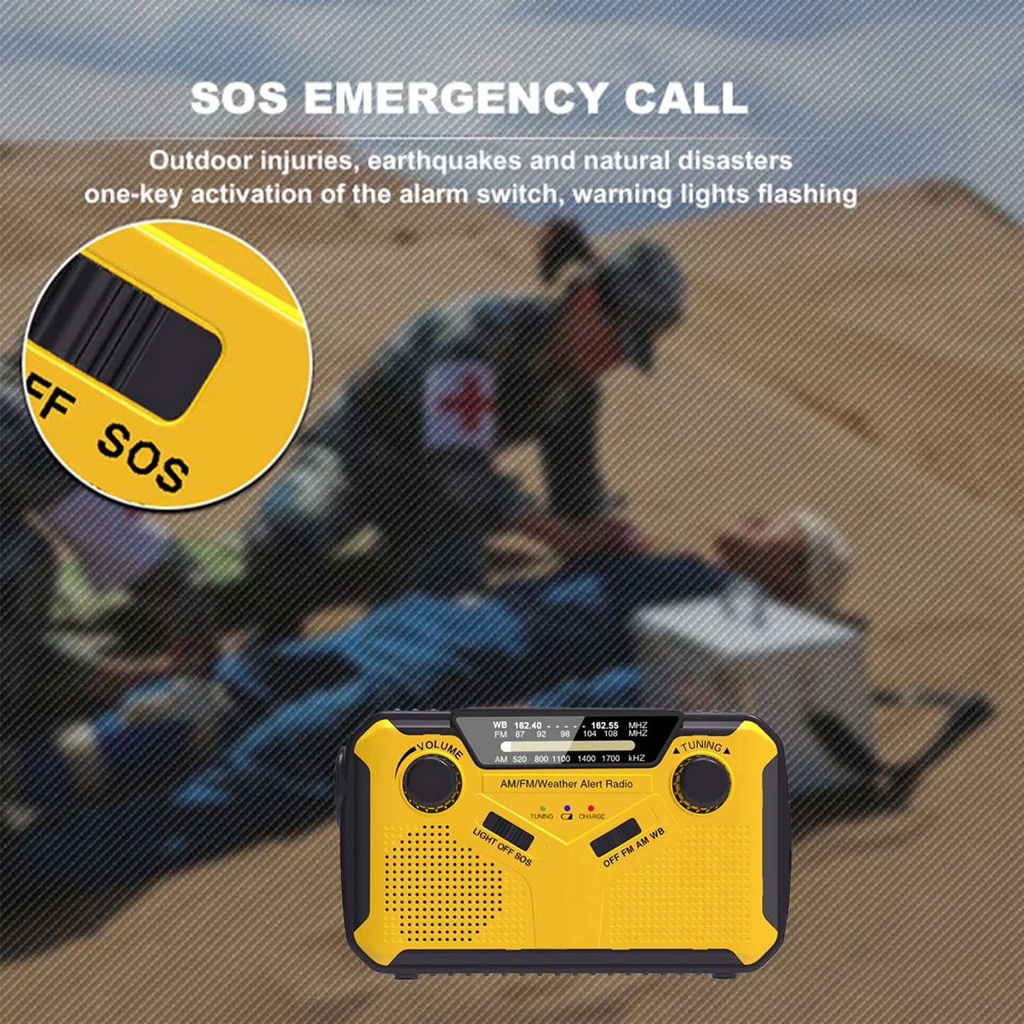 3000mAh Emergency Radio Solar Hand Crank