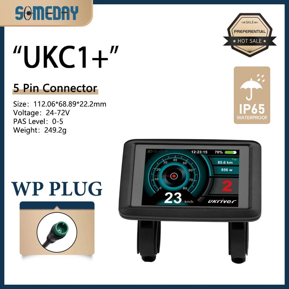 Electric Bike 36V-72V LCD UKC1 Color Display with UART 2 Communication for Electric Bike accessory with SM/Waterproof Connector