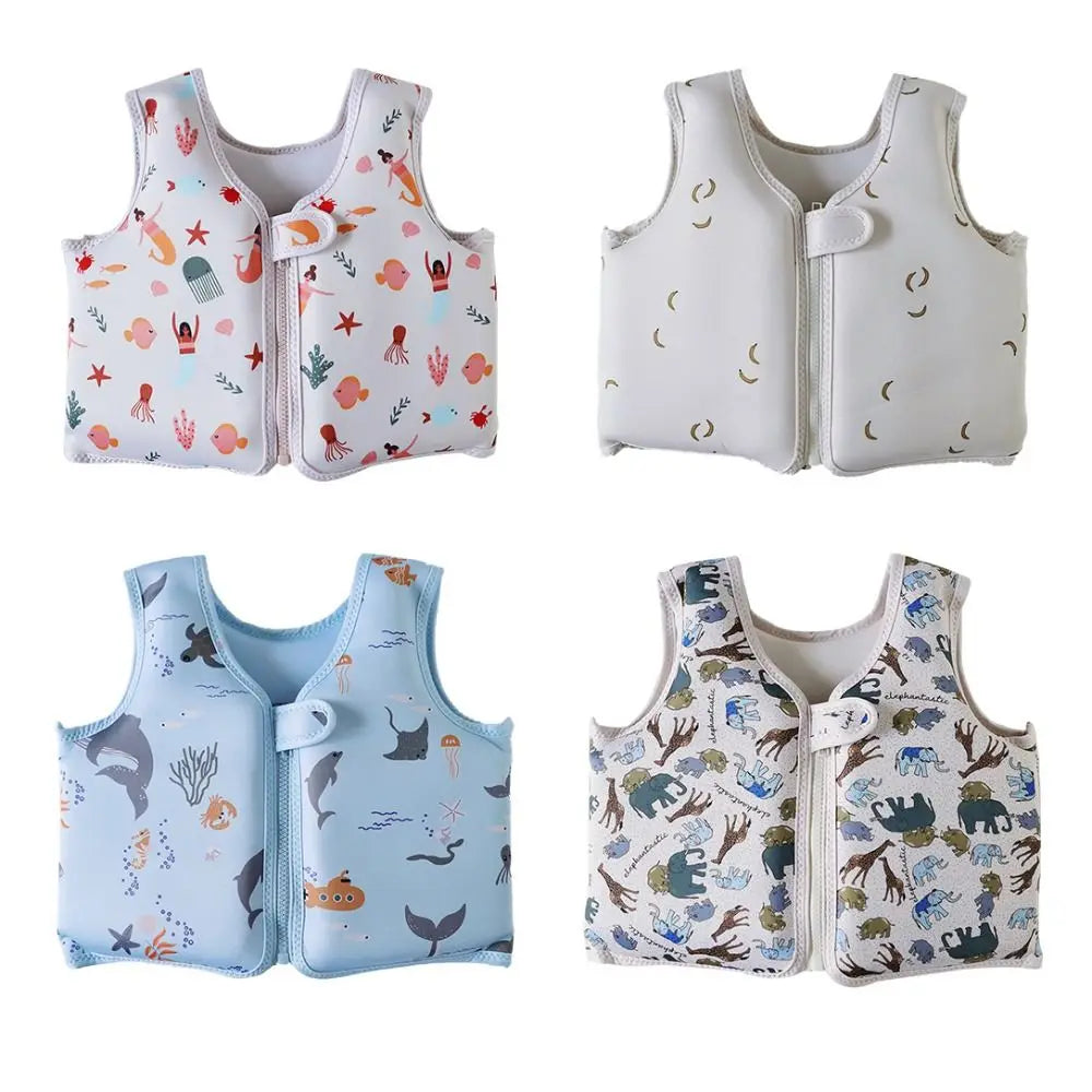 Not Falling Off Child Buoyancy Vest Anti Rollover Stable Baby Swimming Jackets Adjustable Cartoon Inflation-Free Swimming Vest