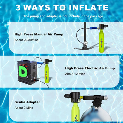 1 Set 0.5L Mini Scuba Diving Tank with Snorkel And Diving Mask - Portable Air Snorkeling Equipment for Outdoor Oxygen Supply