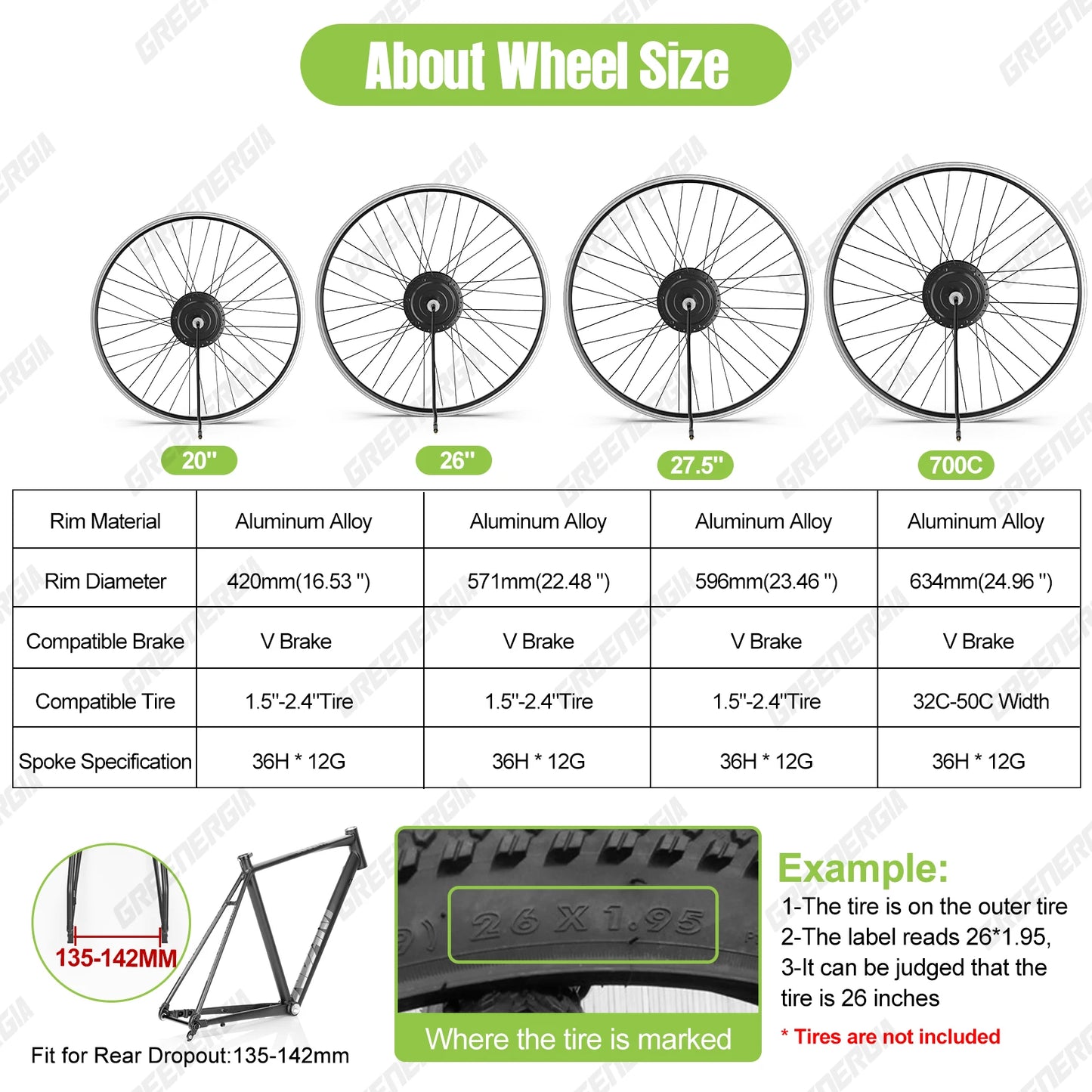 Bafang G020 48V500W Front Rear Gear Hub Motor Wheel 20-29 Inch 700C Brushless Electric Bike Conversion Kit Drive Engine