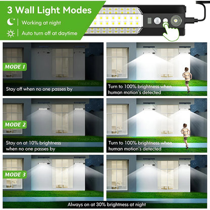 316/158 LED Solar Lamp Motion Sensor Outdoor Camping Wall Light Waterproof Solar Powered Security Light Garden Fence Garden