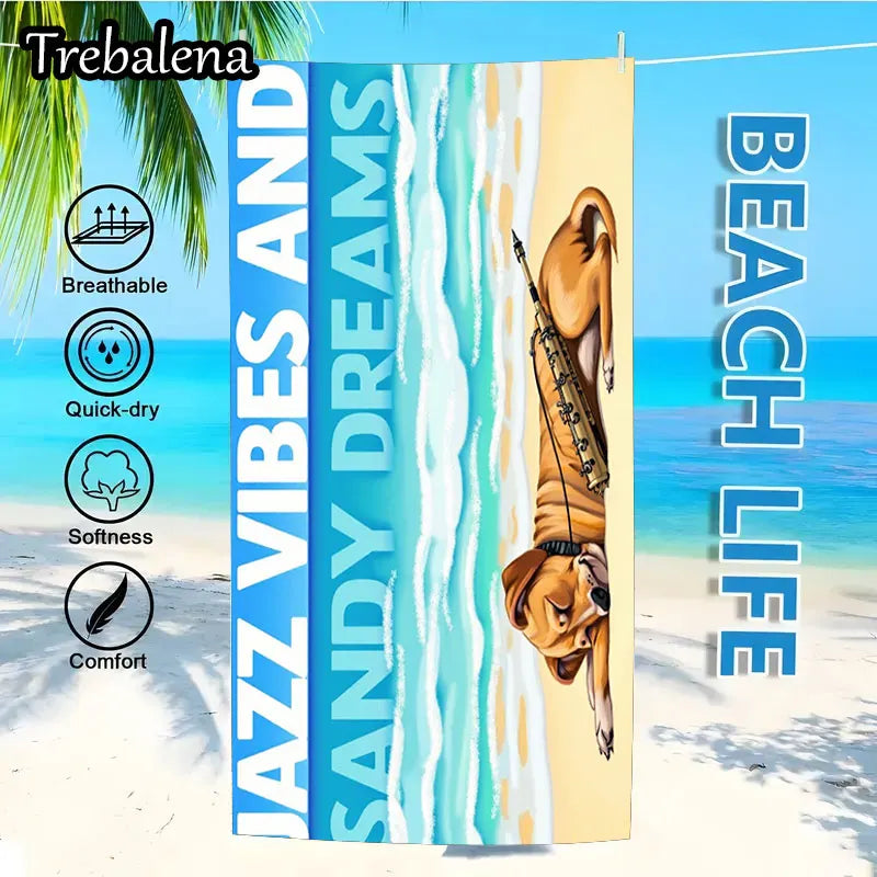 30*60inch Ultra-Soft Beach Towel with Jazz Vibes Sandy Dreams Beach Towel