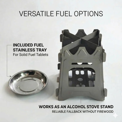 Titanium Folding Wood Stove Portable Ultralight Camping Firewood Stove for Outdoor Cooking Hiking Backpacking Picnic Survival