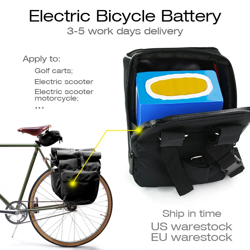 36V 20AH Ebike Battery Pack PVC Waterproof 72V 20AH 60V 52V for 1800W 1500W 1000W 2000W 2500W 3000W Motorcycle Electric EScooter