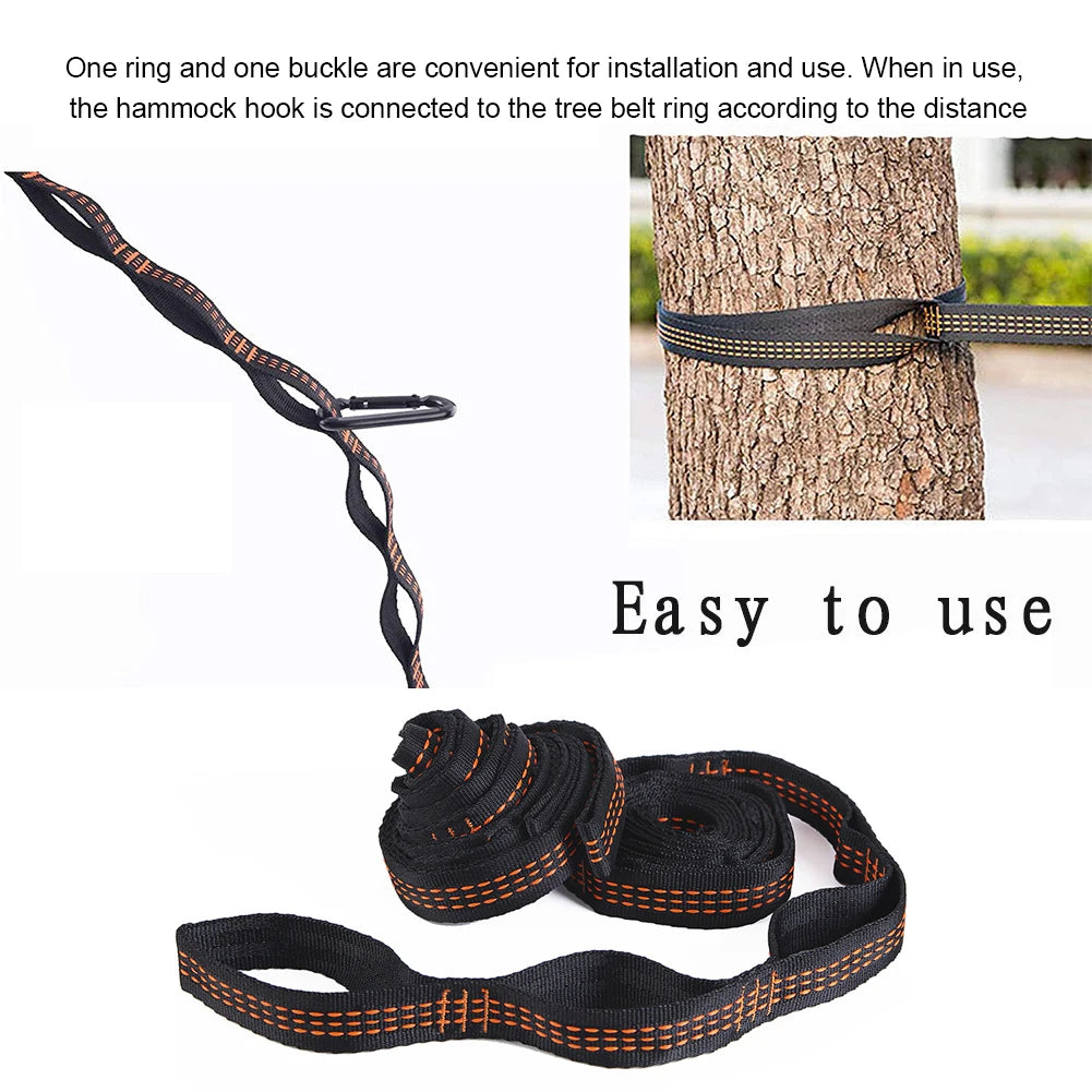 2pcs Camping Hammock Tree Hanging Strap Outdoor Polyester Hammocks Rope Belt Kit