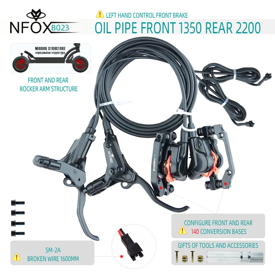 NFOX B023 Electric Bicycle Scooter Oil Disc Hydraulic Brake 160 Accessories 203 E bike 180 Power Off Right 140 GIFT Tool New
