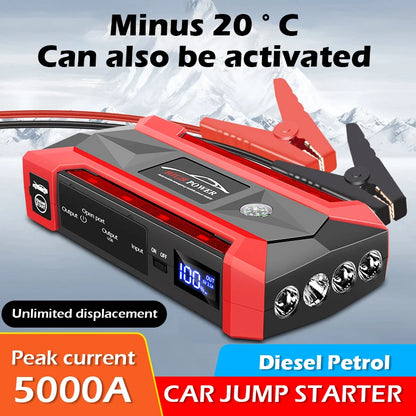 5000A Car Battery Starter Portable Charger Auto Jump Starter 12V Petrol Diesel Car Emergency Booster Start Power Supply