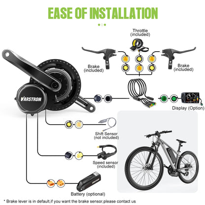 Tongsheng TSDZ8 750W TSDZ2B 500W 250W Motor Kit Mid Drive Torque Sensor Bicycle Engine Electric Bike Conversion Kit BB 68-73mm