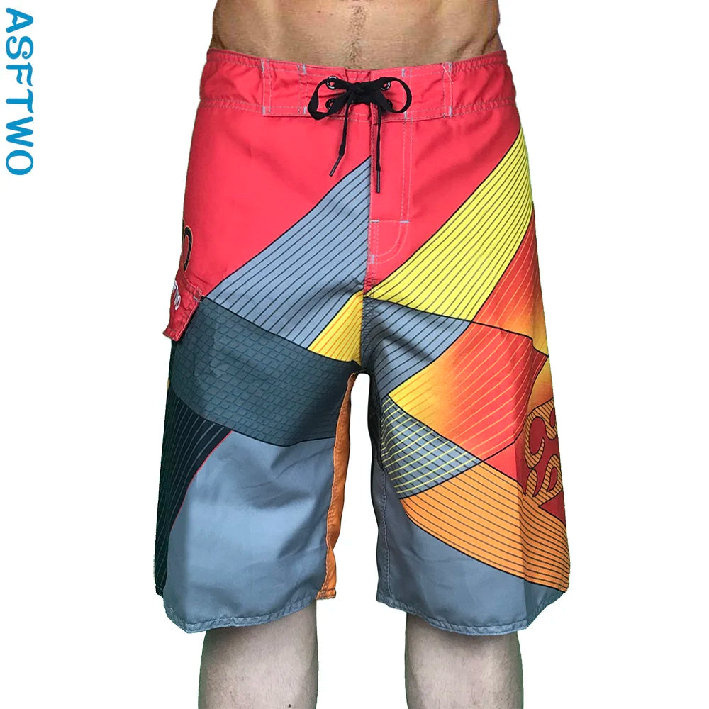 Quick Drying Beach Shorts for Men Surf Beach Shorts Fast Dry Swim Trunks with Bermuda, Fitness Muscle Short Pants, Summer, New,