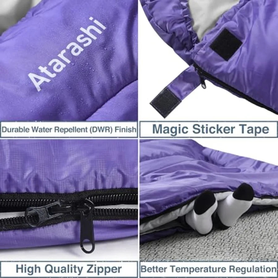 4-Seasons Adult Camping Sleeping Bag Light Warm Extra-Large with Compression Sack for Hiking Backpacking Outdoor Adventures in
