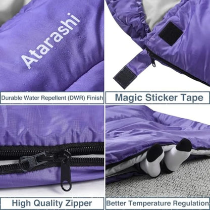 4-Seasons Adult Camping Sleeping Bag Light Warm Extra-Large with Compression Sack for Hiking Backpacking Outdoor Adventures in