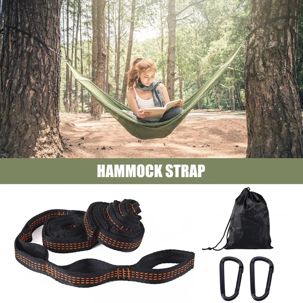2pcs Camping Hammock Tree Hanging Strap Outdoor Polyester Hammocks Rope Belt Kit