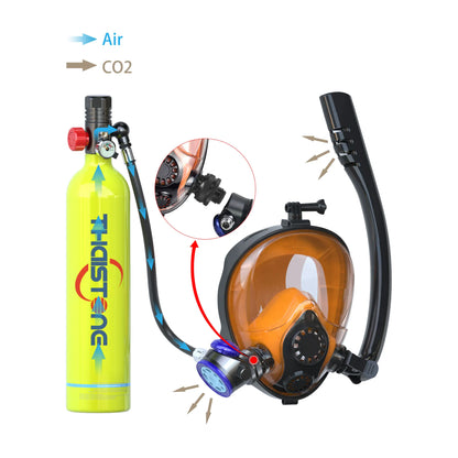Thaistone 1L Diving Snorkeling Oxygen Cylinder Scuba Tank+Diving Mask+Scuba Adapter+Manual Air Pump