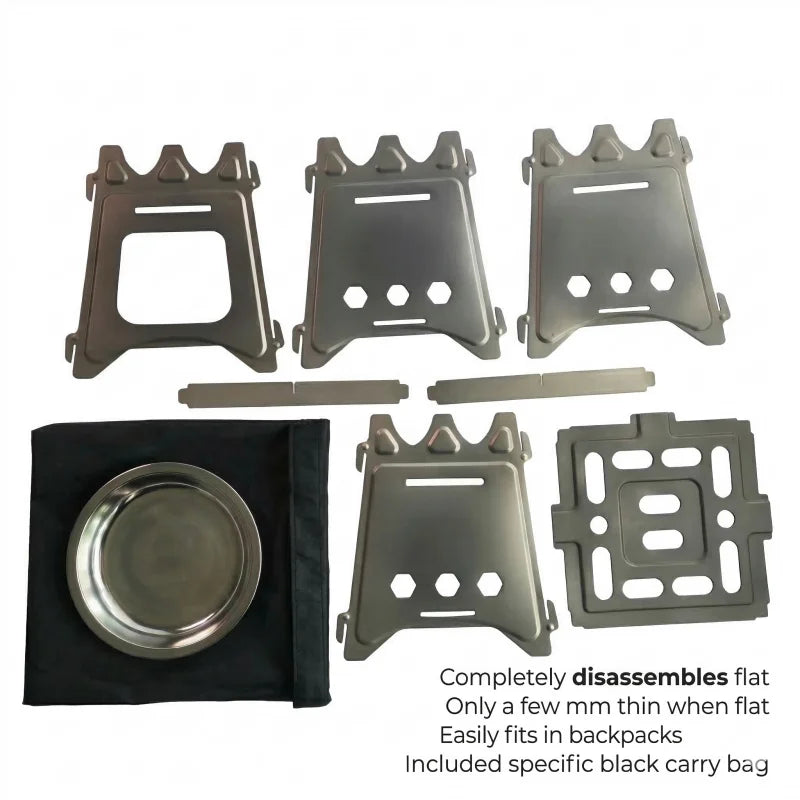 Titanium Folding Wood Stove Portable Ultralight Camping Firewood Stove for Outdoor Cooking Hiking Backpacking Picnic Survival