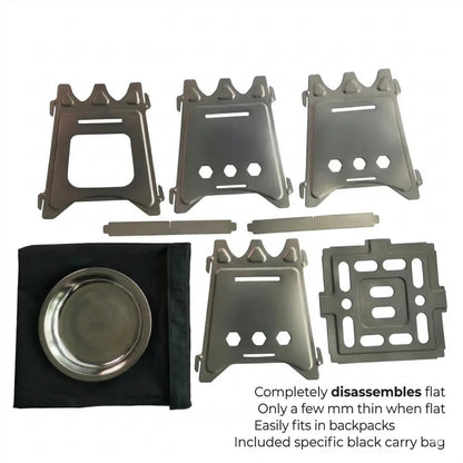 Titanium Folding Wood Stove Portable Ultralight Camping Firewood Stove for Outdoor Cooking Hiking Backpacking Picnic Survival