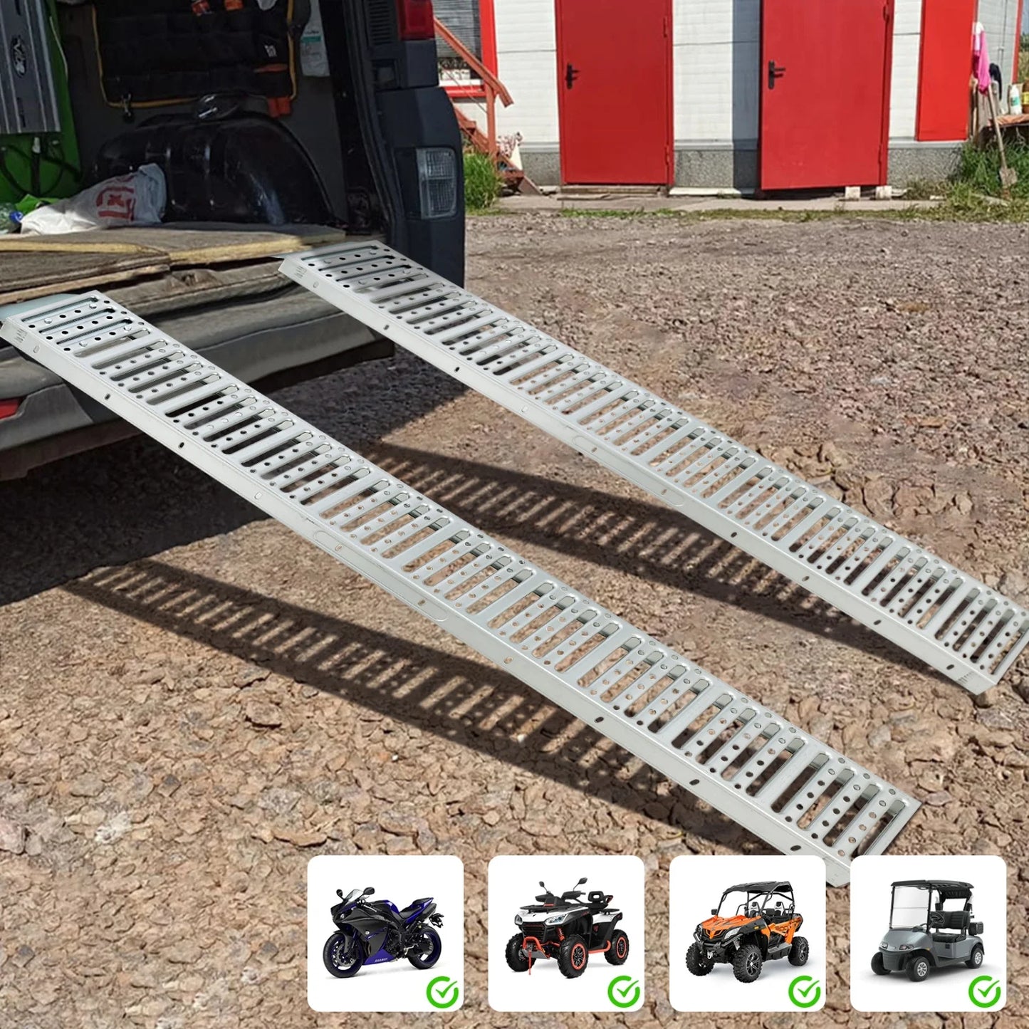 72" x 9" Heavy-Duty Loading Ramps (Set of 2)-1000 lbs Total Capacity with Anti-Slip Surface, for Motorcycles, ATVs,Lawn Mower