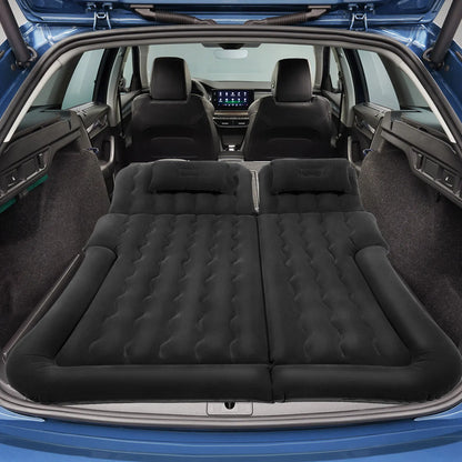 Heavy Duty Car Air Mattress 551LBS Load Flocking PVC Foldable with Pump Headrests Storage Bag for Camping Travel Home