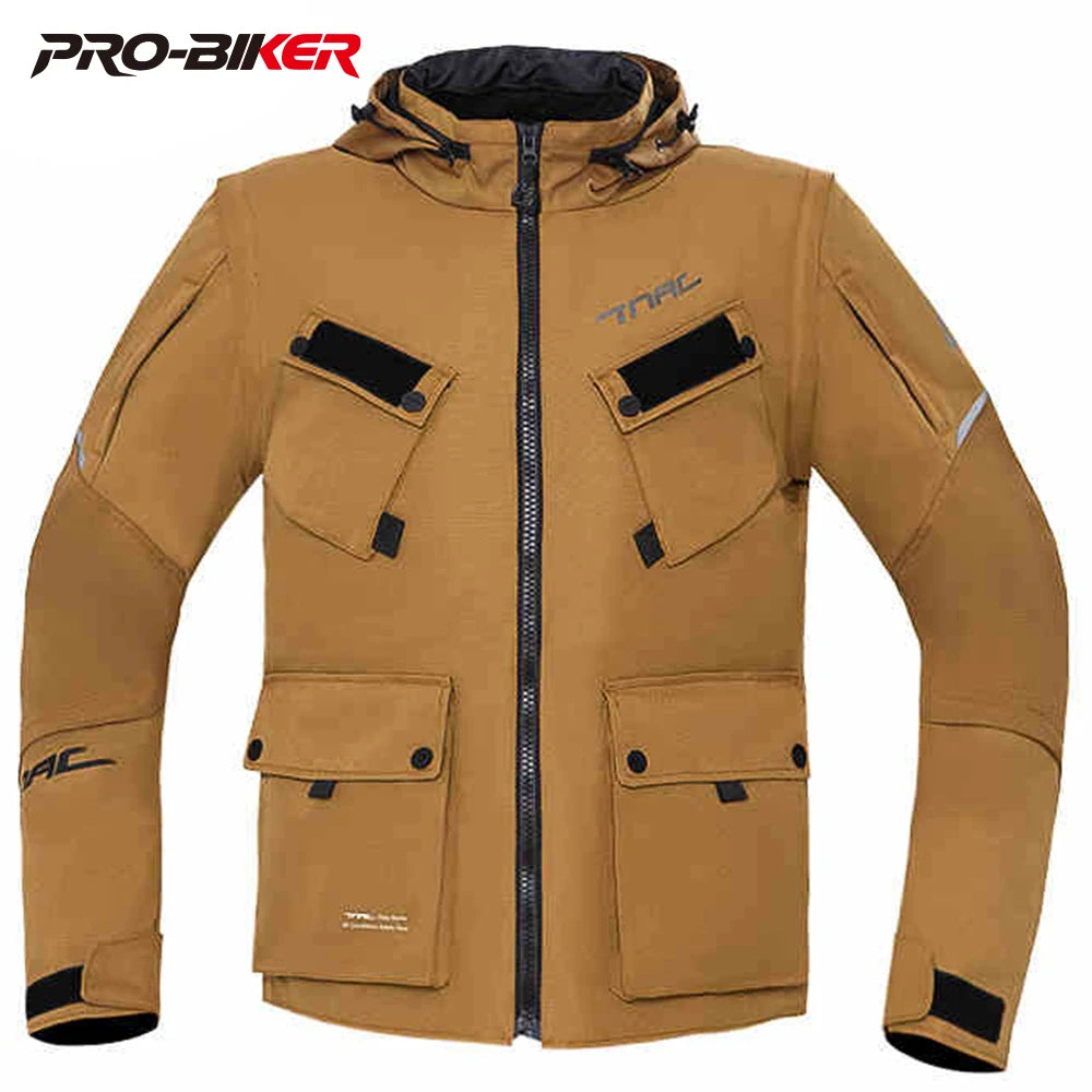 Browm Motorcycle Jacket Waterproof Motocross Armor Protector Moto Racing Jacket Motocross Chaqueta Fall Prevention Riding Cloth