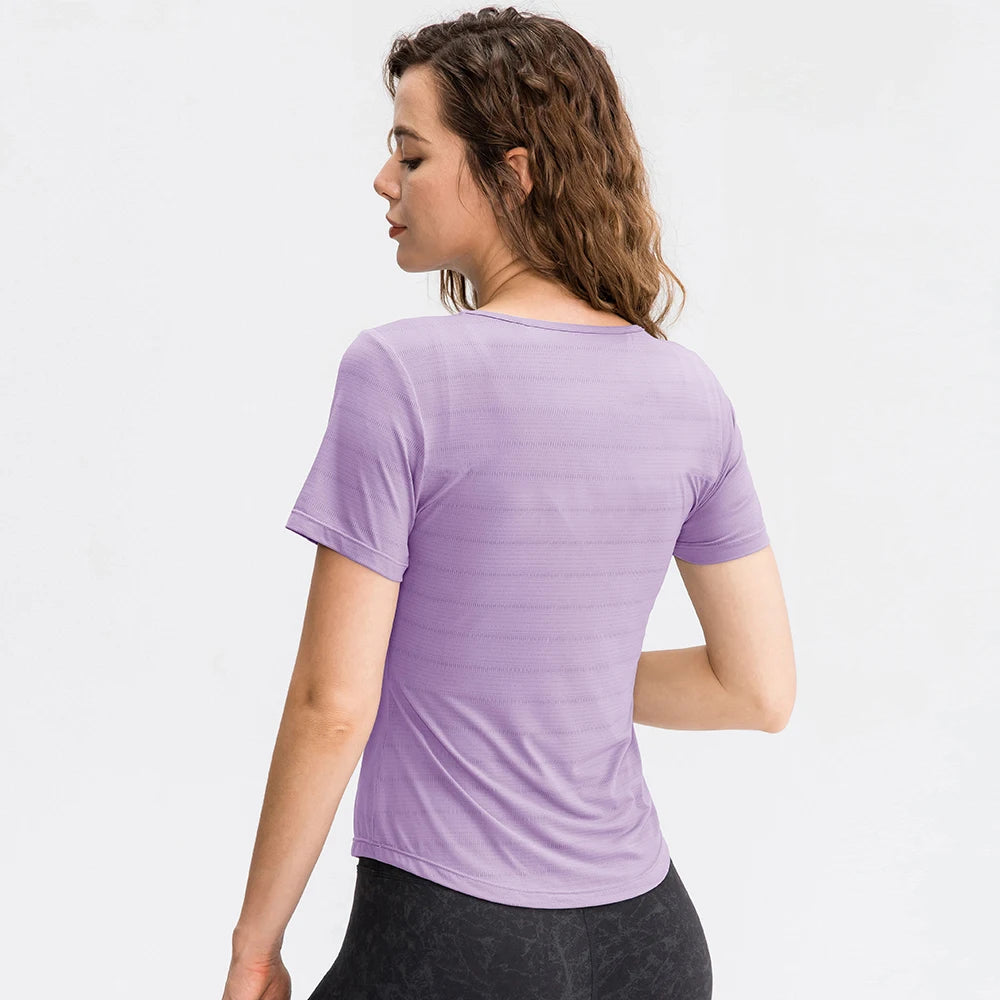 Summer Casual T-shirts Quick Dry Outdoor Running Athletic T shirts Tops Breathable Yoga Tops Women Gym Tops