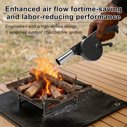 Outdoor BBQ Fan Air Blower, Hand Crank Blower with Bladeless Design, Perfect for Picnic & Camping Stove Accessories