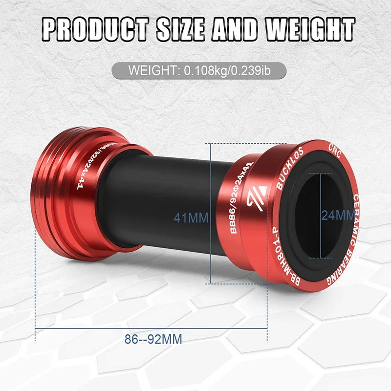 BUCKLOS BB86/92 Bike Bottom Bracket Pressfit Road Mountain Bike Bottom Bracket 24mm Bicycle Sealed Bearing BB Bicycle Parts