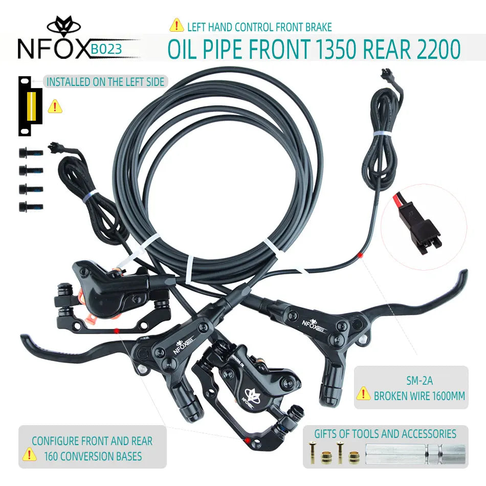 NFOX B023 Electric Bicycle Scooter Oil Disc Hydraulic Brake 160 Accessories 203 E bike 180 Power Off Right 140 GIFT Tool New