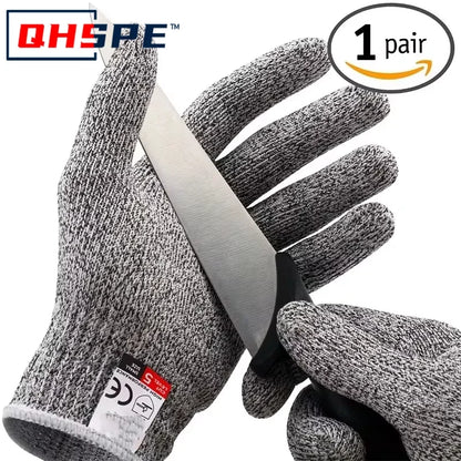 Level 5 HPPE Anti-Cut Knitted Gloves for Kitchen Gardening - Wear-Resistant Anti-Thorn Cutting Gloves for Glass & Building
