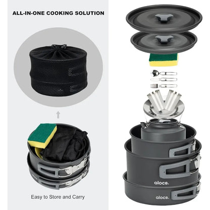 17pcs Lightweight Camping Cookware