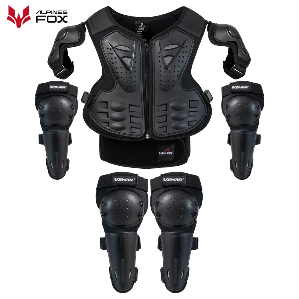 Boys Girls Full Body Skating Skiing Armor Child Kids Youth Motocross Downhill Vest Armor Jacket Chest Spine Knee Elbow Guard Pad