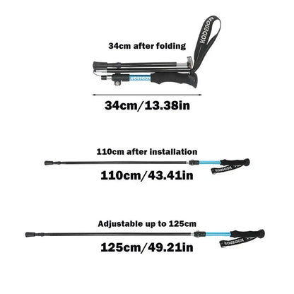 Hiking Poles Balance Support Folding Trekking Poles Backpacking Gear 5-Section Trekking Walking Sticks Compact Hiking Poles For