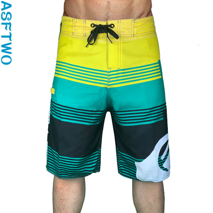 Quick Drying Beach Shorts for Men Surf Beach Shorts Fast Dry Swim Trunks with Bermuda, Fitness Muscle Short Pants, Summer, New,
