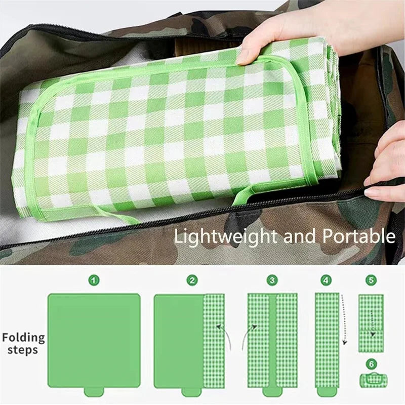 Waterproof Picnic Mat  - Ins Style Outdoor Blanket, Portable, Dirt-Proof, for Beach, Camping, Park, Easy Fold (Checke