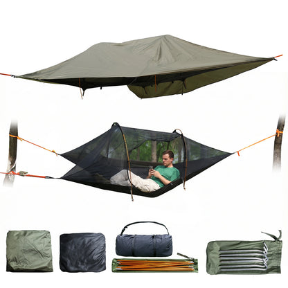 Camping Hammock with Mosquito Net & RainFly 2-Person Tree Tent Hammock 660 LBS Load Capacity for Outdoor Backpacking Hiking